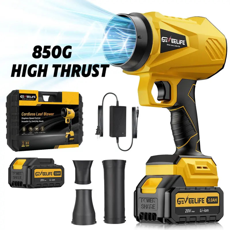 200W Turbo Jet Blower, Cordless Leaf Blower with 3 Nozzles & 2 Batteries