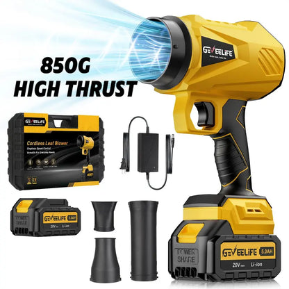 200W Turbo Jet Blower, Cordless Leaf Blower with 3 Nozzles & 2 Batteries