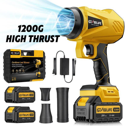 200W Turbo Jet Blower, Cordless Leaf Blower with 3 Nozzles & 2 Batteries