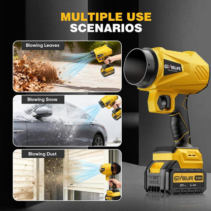 200W Turbo Jet Blower, Cordless Leaf Blower with 3 Nozzles & 2 Batteries