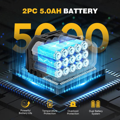 200W Turbo Jet Blower, Cordless Leaf Blower with 3 Nozzles & 2 Batteries